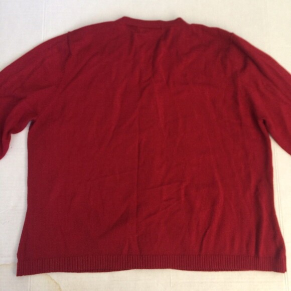 Apostrophe Cardigan Red 3/4 Sleeves Vintage Made in HK Acrylic Nylon Size Large - Picture 7 of 11